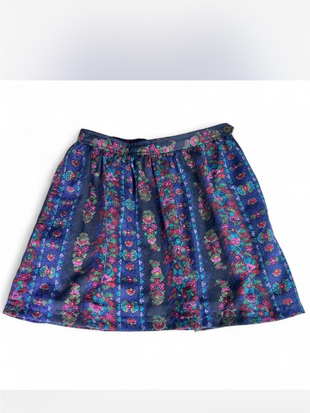 Evan Picone Navy Floral Mini Skirt vintage Saks Fifth Avenue boho cottagecore